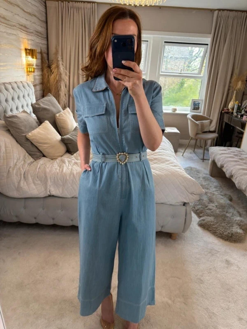 Sister Jane Light Blue Denim Jumpsuit Small