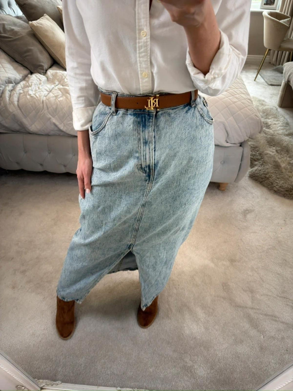 ASOS Light Denim Midaxi Skirt 18