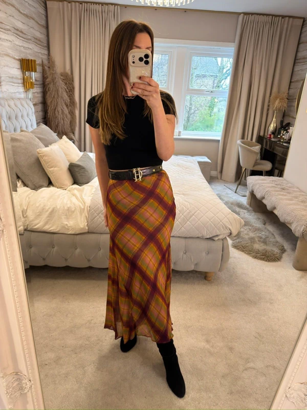 BNWT Zara Tartan Midi Skirt Small
