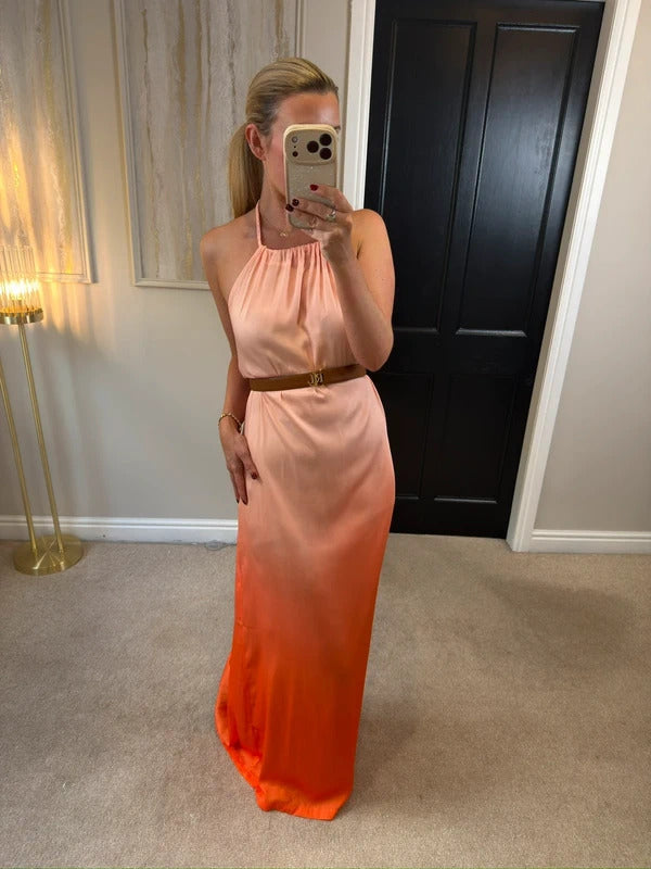 BNWT Next Orange / Pink Ombré Plait Maxi Dress 10