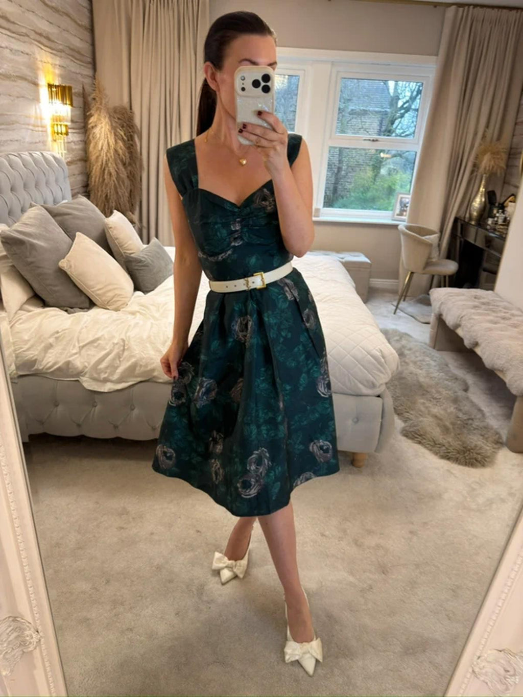 Ariella London Green Floral Midi Dress 12