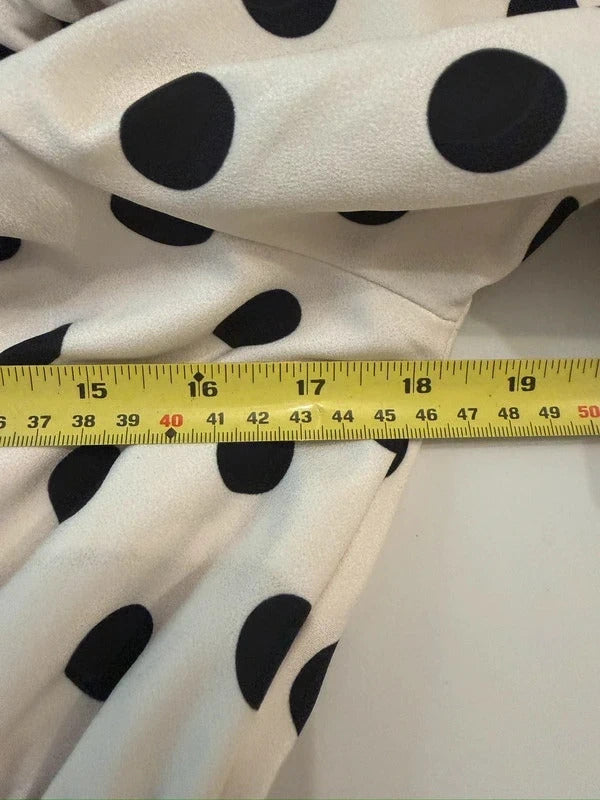 Flounce London Off White & Black Polka Dot Midi Dress 14