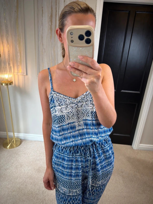 Monsoon Blue & White Embellished Jumpsuit 10