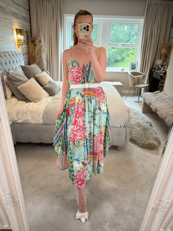 Monsoon Multicoloured Paisley Midi Dress Medium