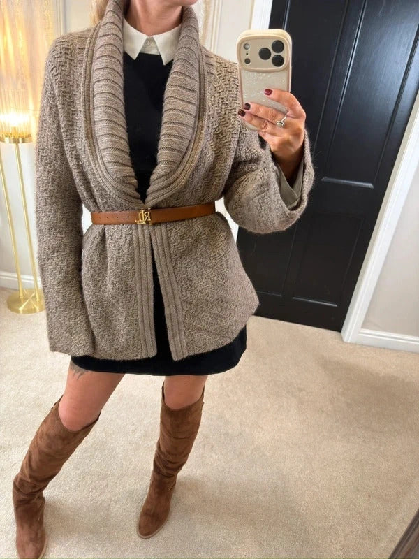 M&S Brown Knitted Open Cardigan 20