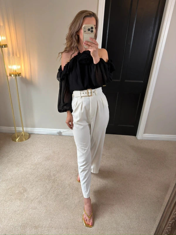 River Island Black 3D Rose Blouse 8