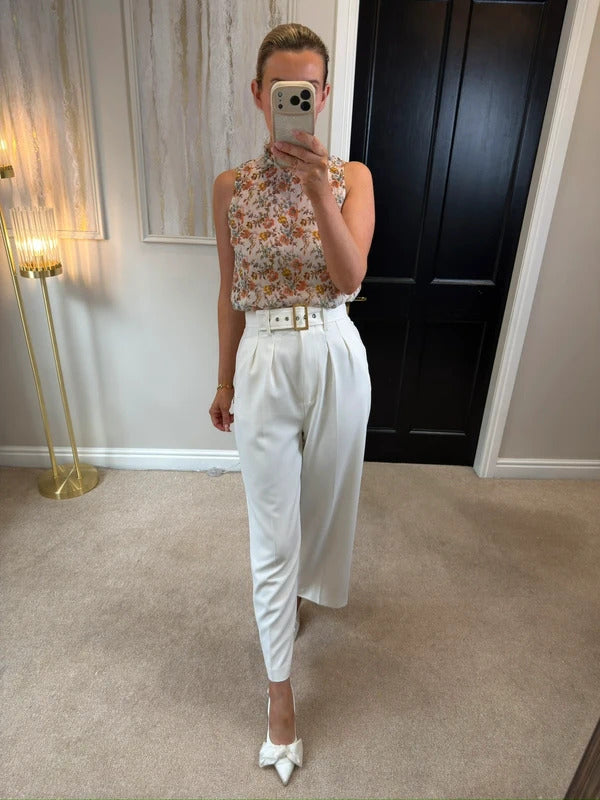 New Look Sheer Floral Frill Blouse 8