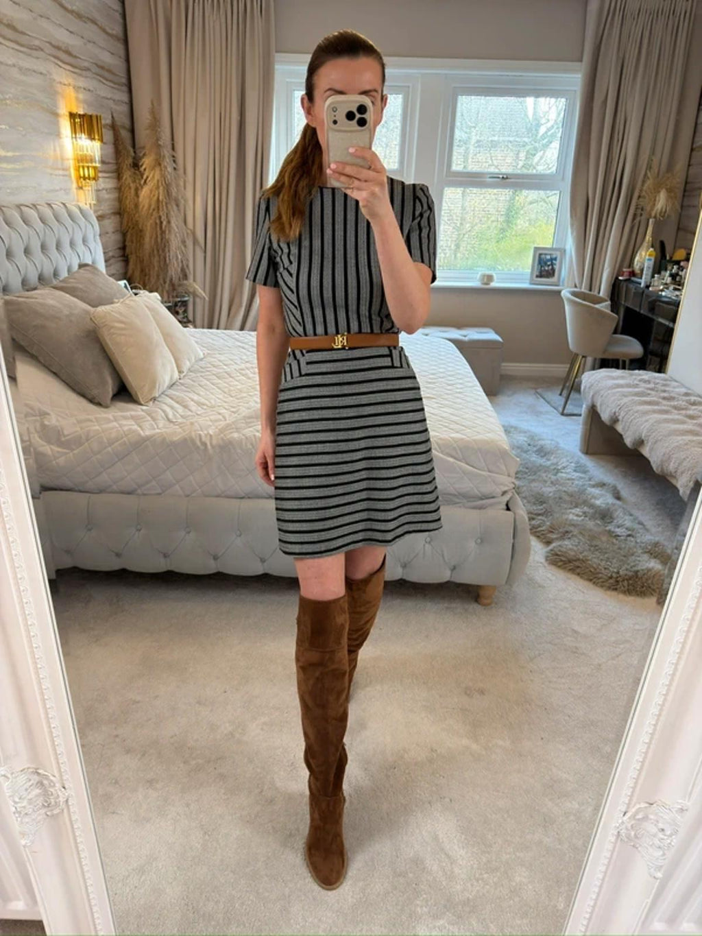 Oasis Black Striped Dress 8