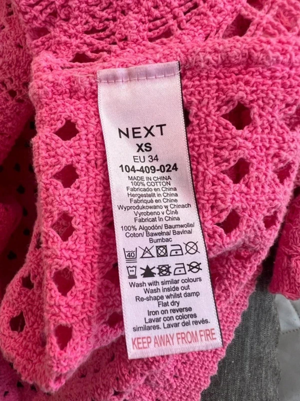 Next Pink Crochet Top XS