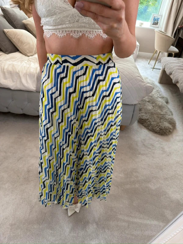 M&S Multicoloured Pleated Midi Skirt 8