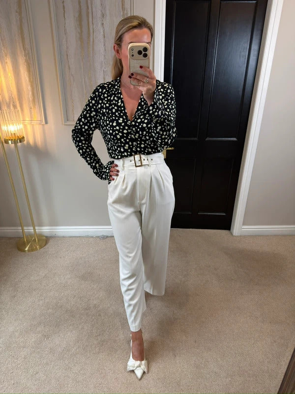 M&S Black Daisy Button Front Blouse 8