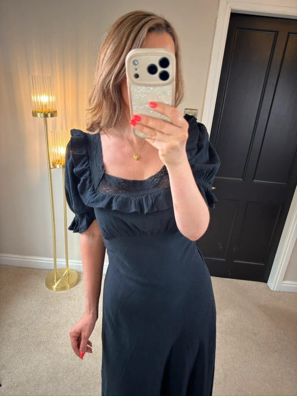Free People Now & Forever Navy Midi Dress Medium