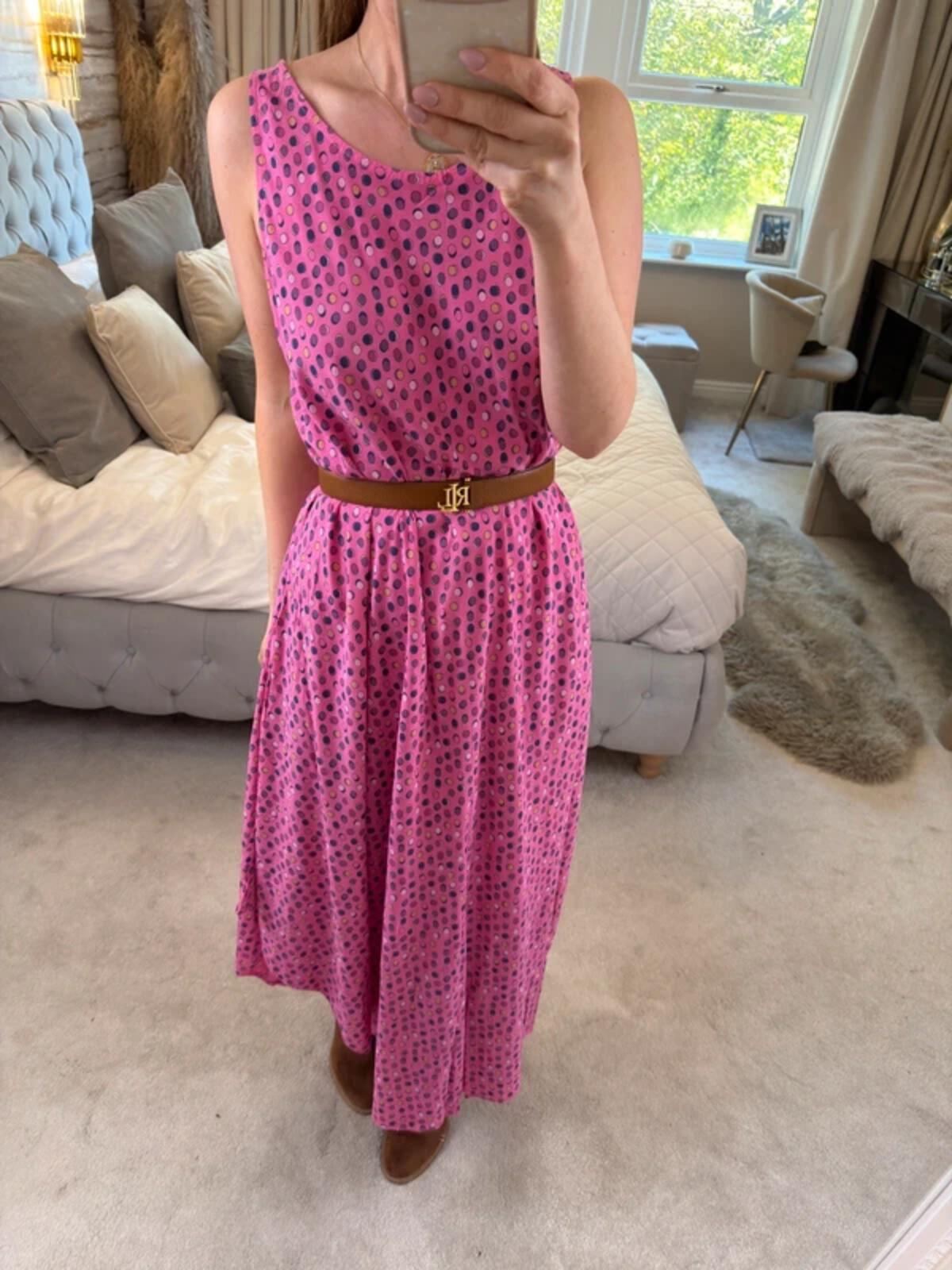 Nina Murati Pink Handkerchief Midi Dress One Size