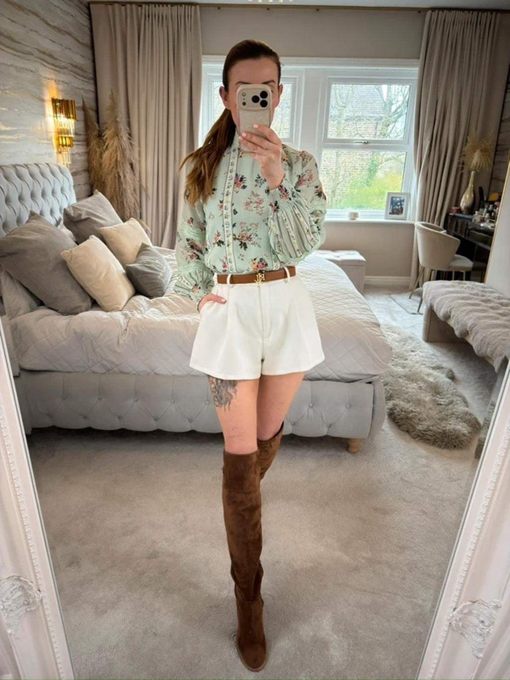 Hermant & Nandita Mint Green Floral Lace Blouse XS