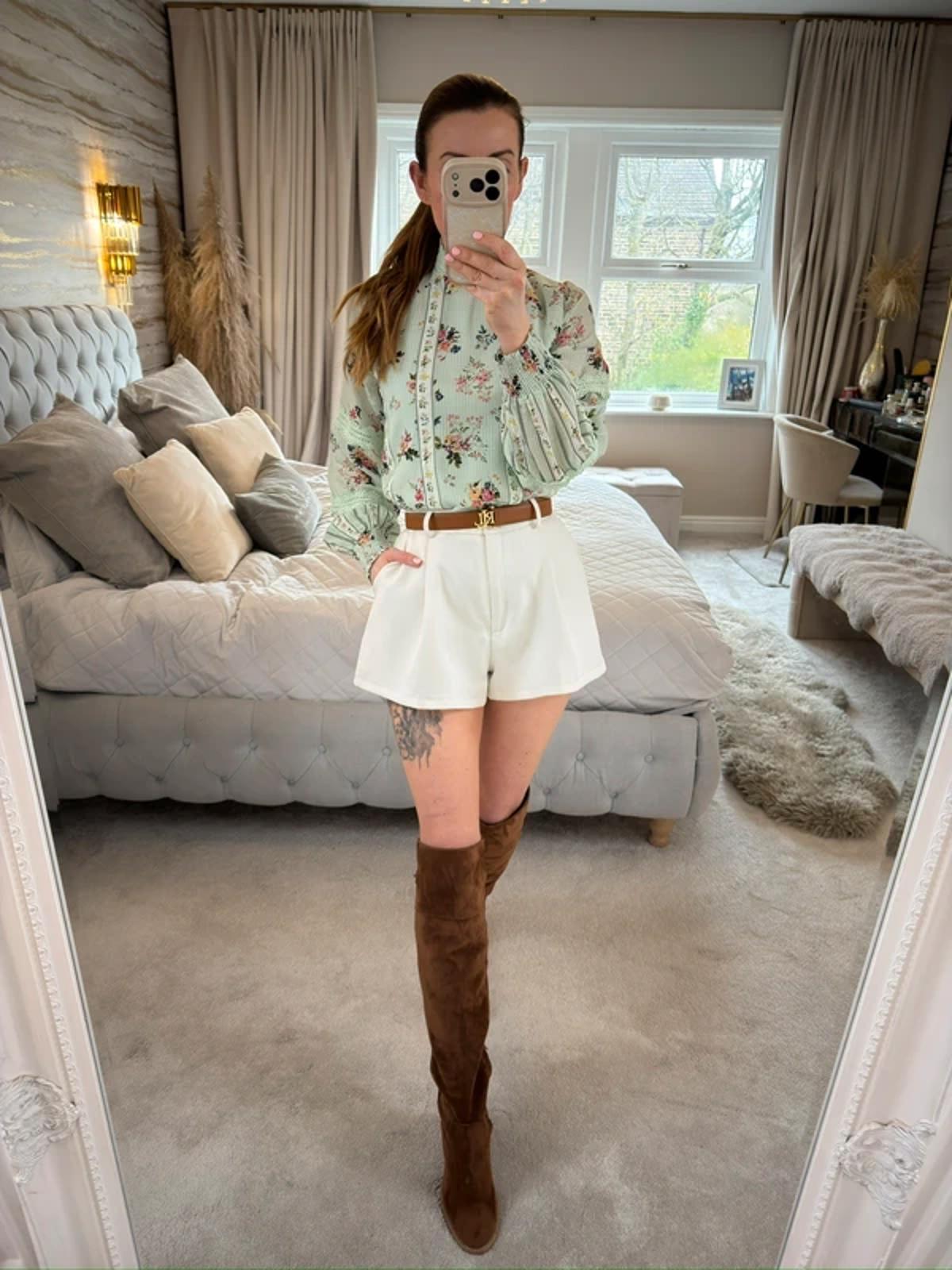Hermant & Nandita Mint Green Floral Lace Blouse XS