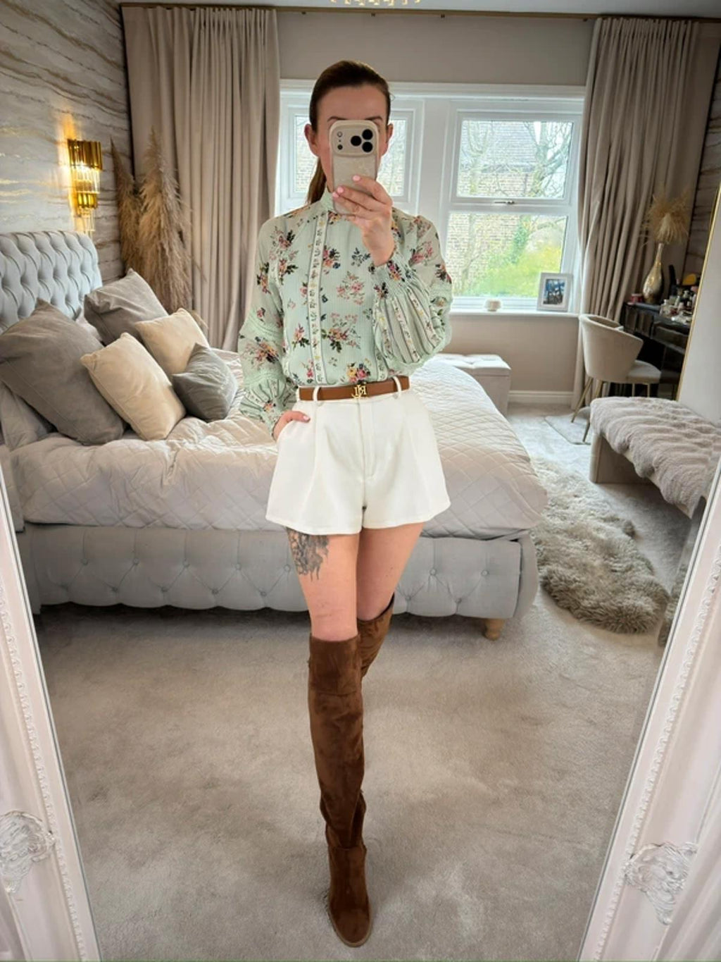 Hermant & Nandita Mint Green Floral Lace Blouse XS