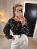 Nobody’s Child Black & White Floral Tie Front Blouse Size 10