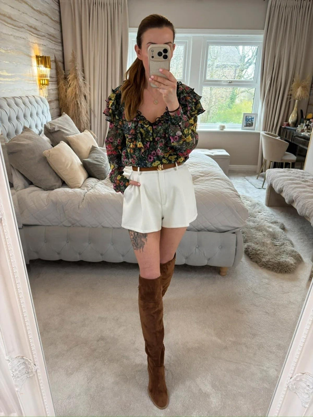 Ted Baker Multicoloured Floral Frill Blouse 10