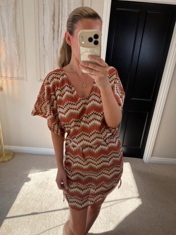 South Beach Copper Crochet ‘Poolside’ Ruched Cover Up 12