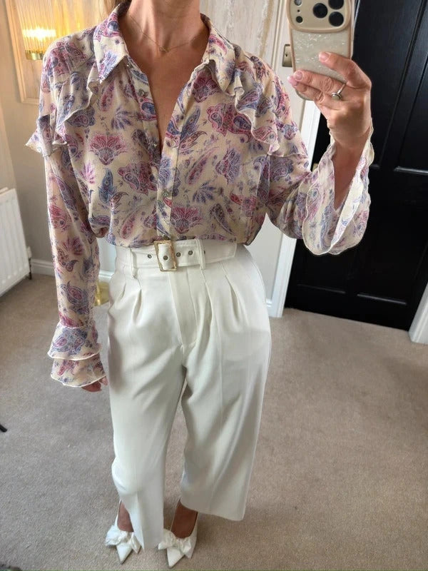 River Island Multicoloured Paisley Frill Blouse 16