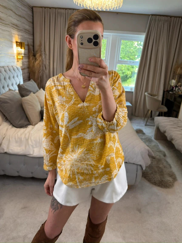 Next Mustard Yellow & White Floral Blouse 12