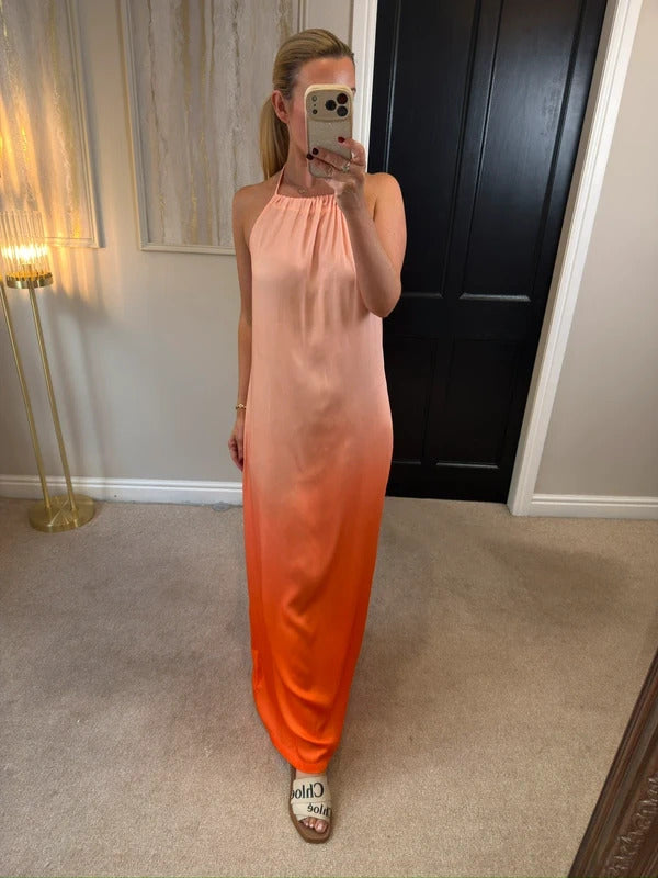 BNWT Next Orange / Pink Ombré Plait Maxi Dress 10