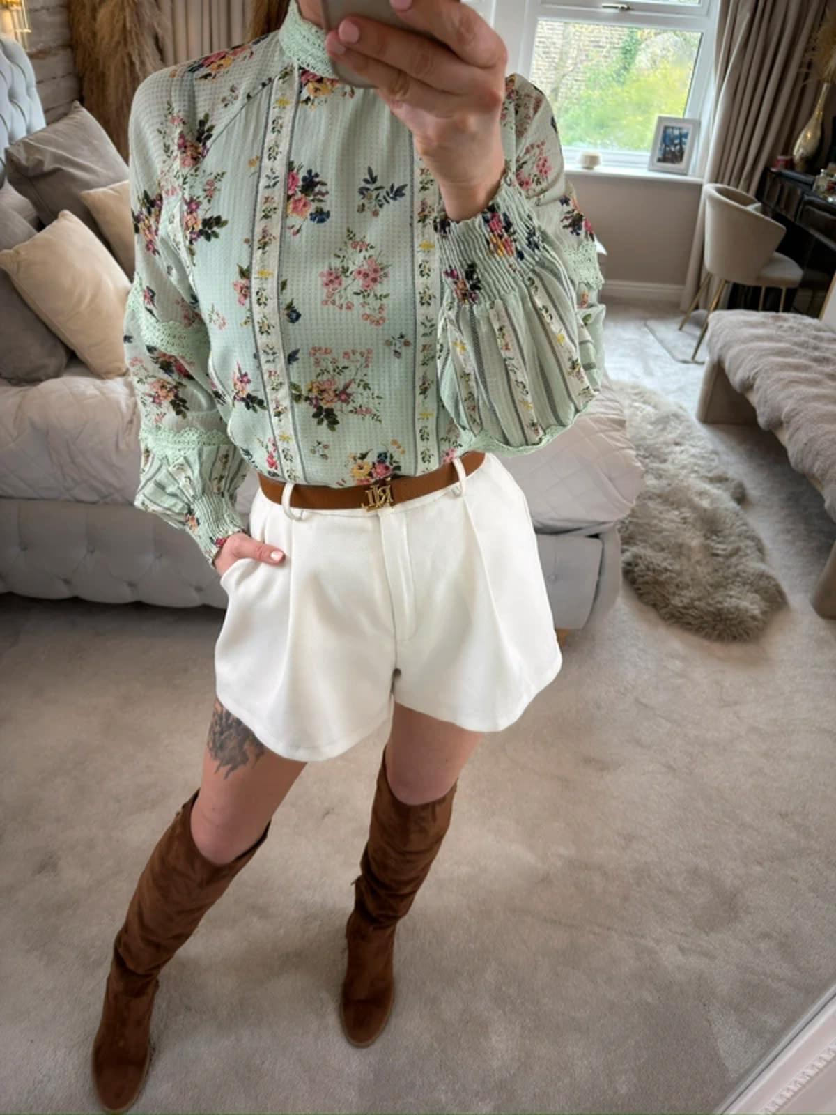 Hermant & Nandita Mint Green Floral Lace Blouse XS