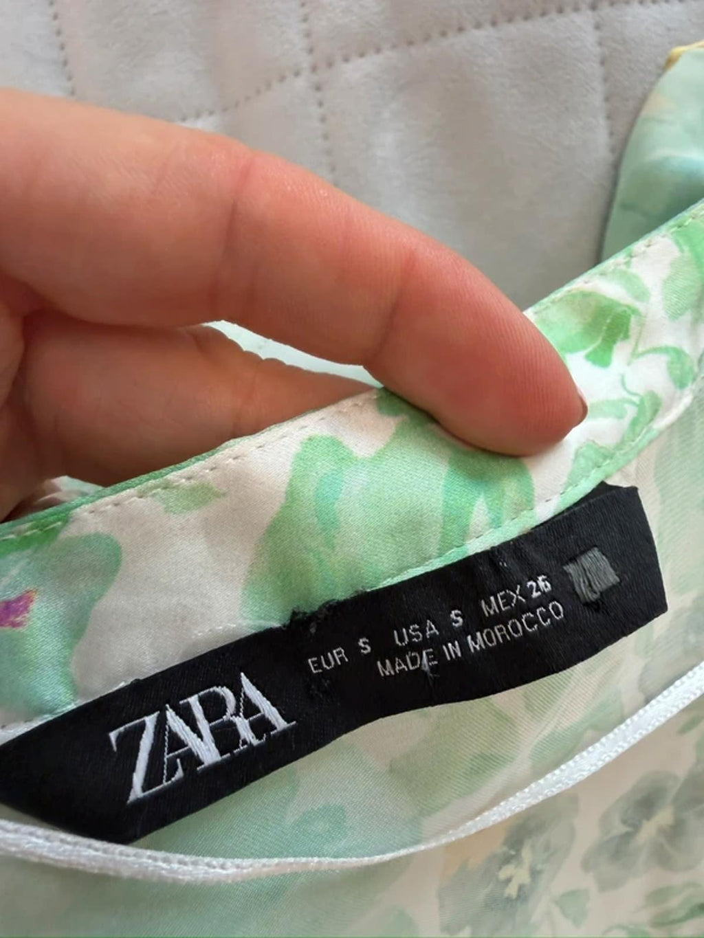 Zara Green Floral Frill Blouse Small