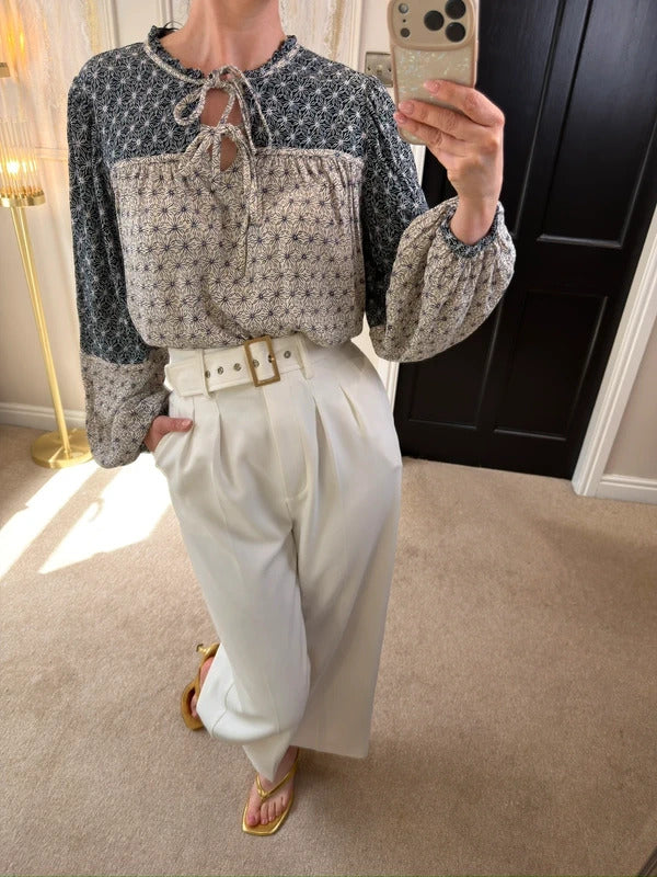 Per Una Cream & Navy Boho Blouse 12