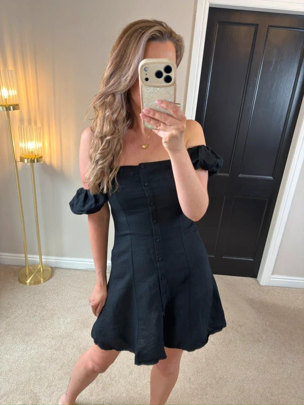 Zara Black Off The Shoulder Mini Dress XS