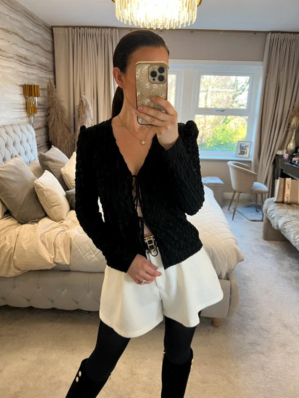 Lola May Black Tie Front Blouse 8
