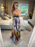 Firetrap Multicoloured Floral Jersey Plait Maxi Dress Medium