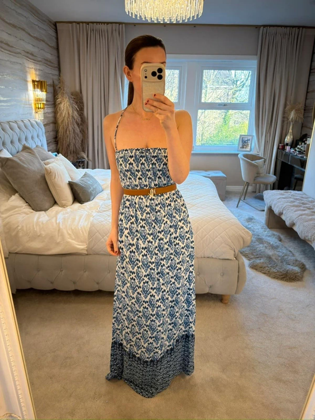 M&S Blue & White Maxi Dress 10