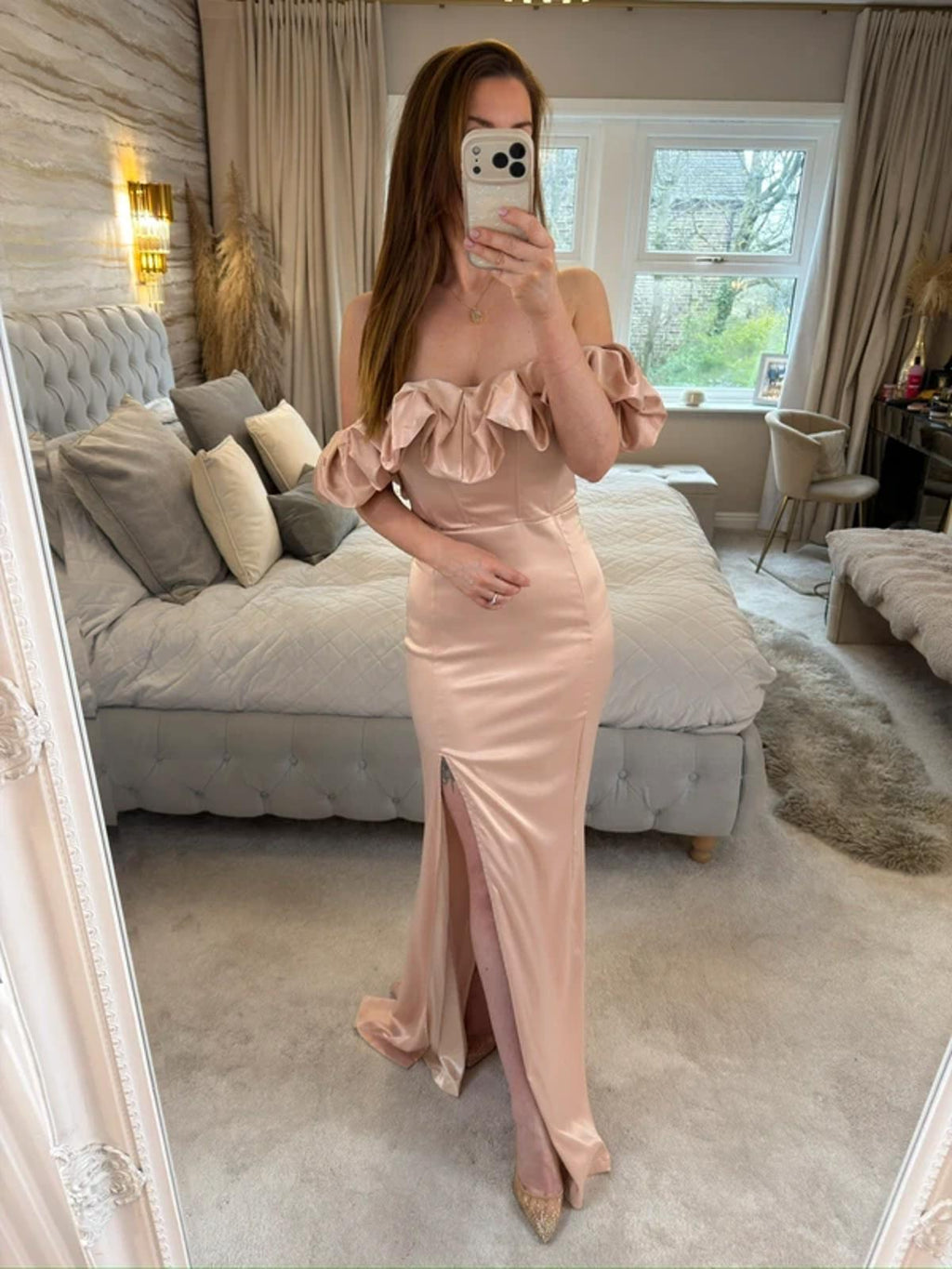 Club L London Pink / Nude Long Dress 6