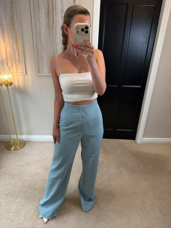 Zara Blue Wide Leg Trousers Size Medium