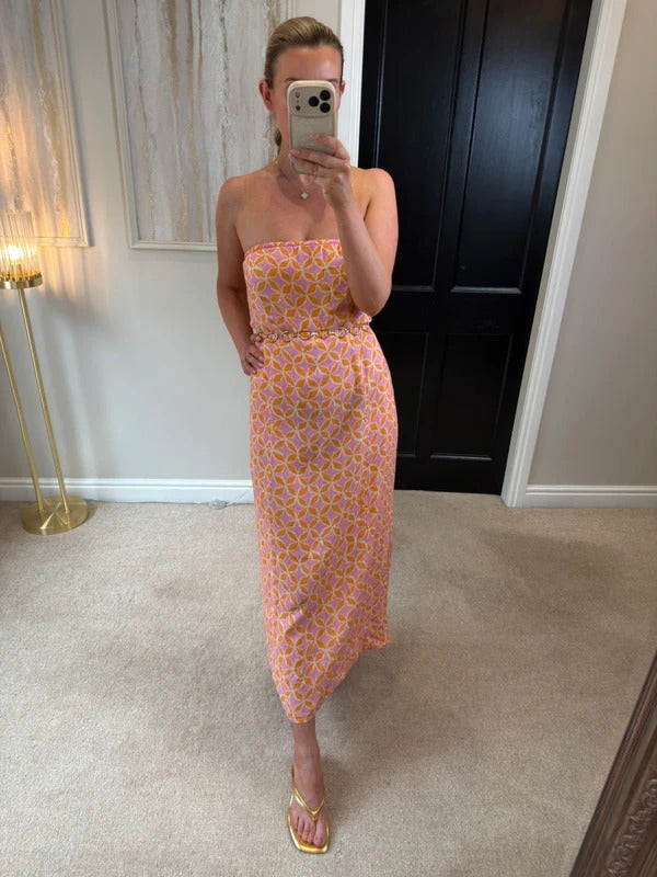 Anthropologie The Aliza Strapless Linen Maxi Dress Small