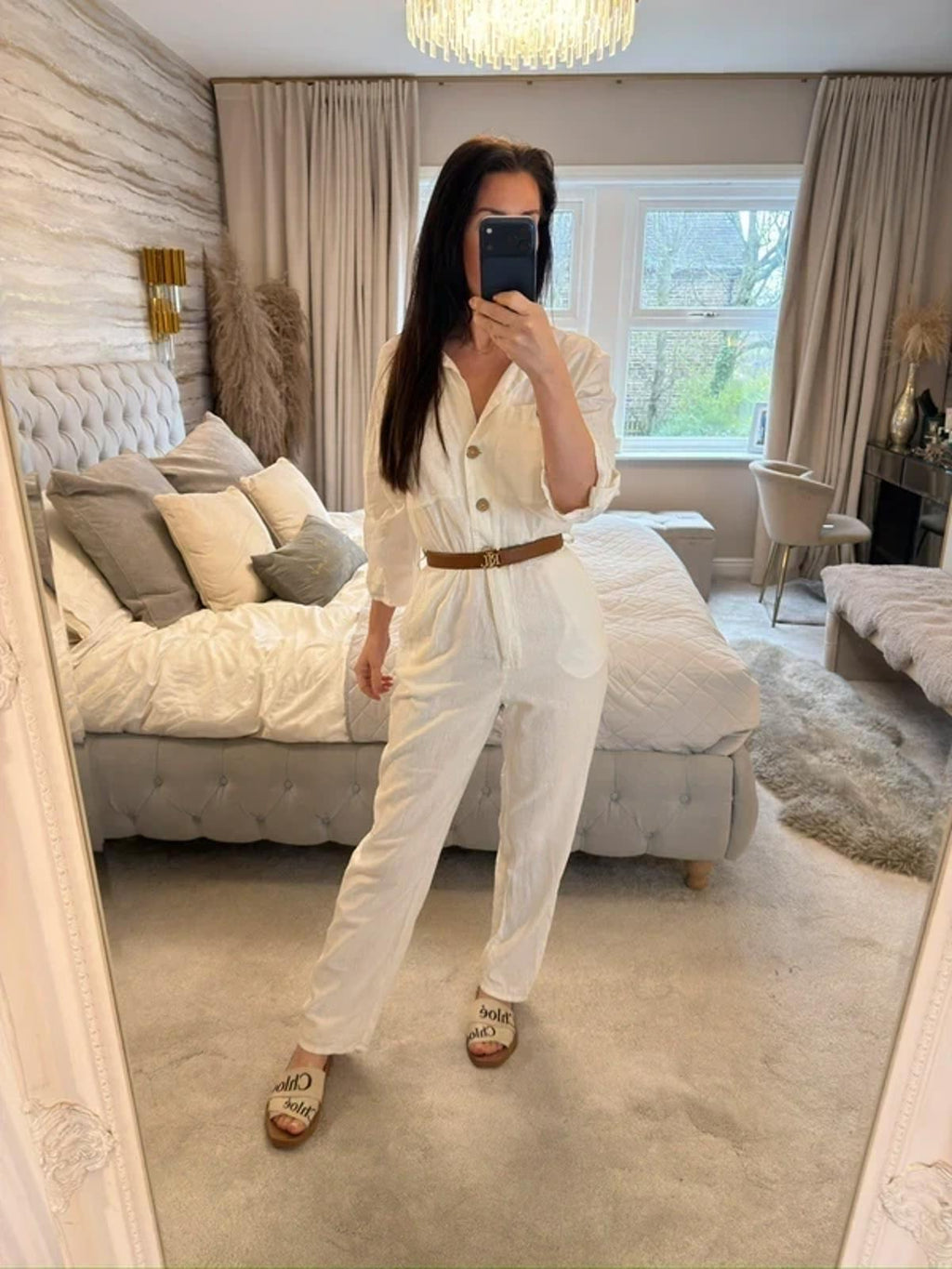 Zara White Linen Mix Jumpsuit XS