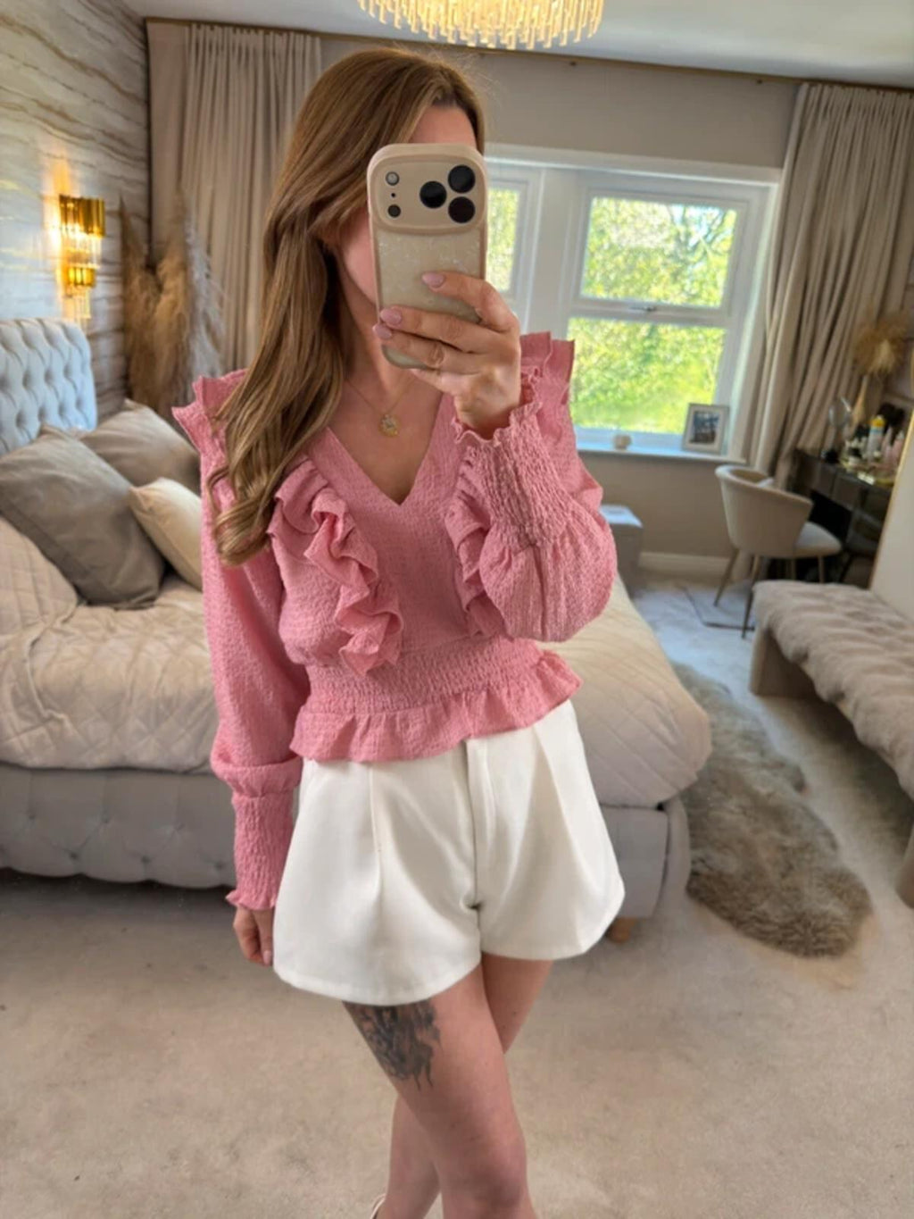 Oasis Pink Frill Blouse 6