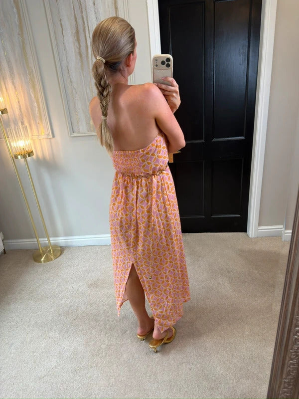 Anthropologie The Aliza Strapless Linen Maxi Dress Small