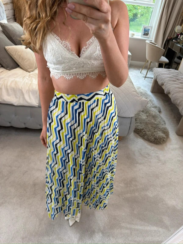 M&S Multicoloured Pleated Midi Skirt 8