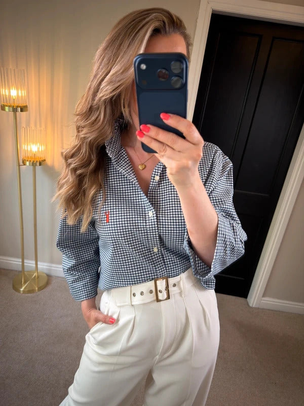 Handmade Navy & White Gingham Shirt