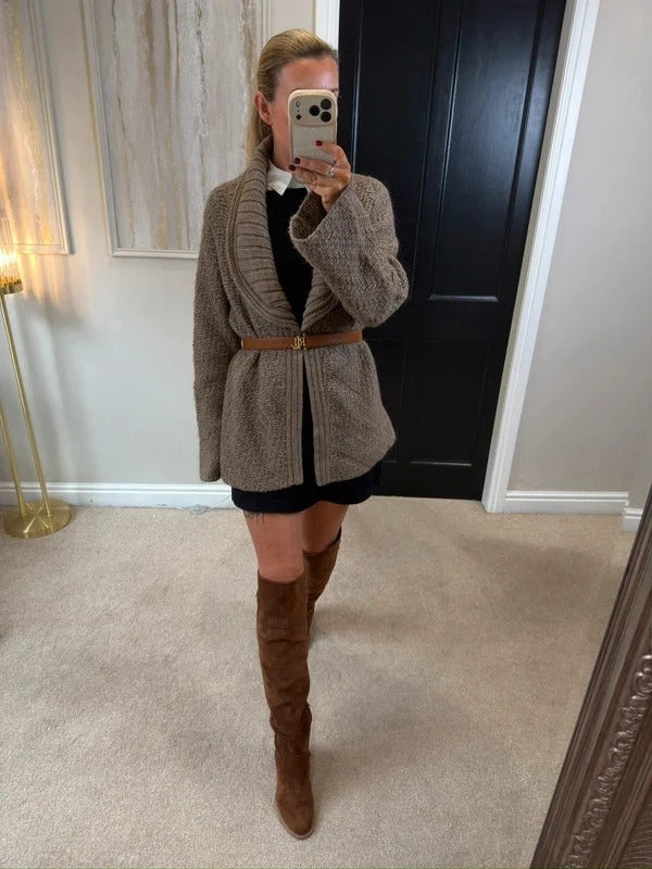 M&S Brown Knitted Open Cardigan 20
