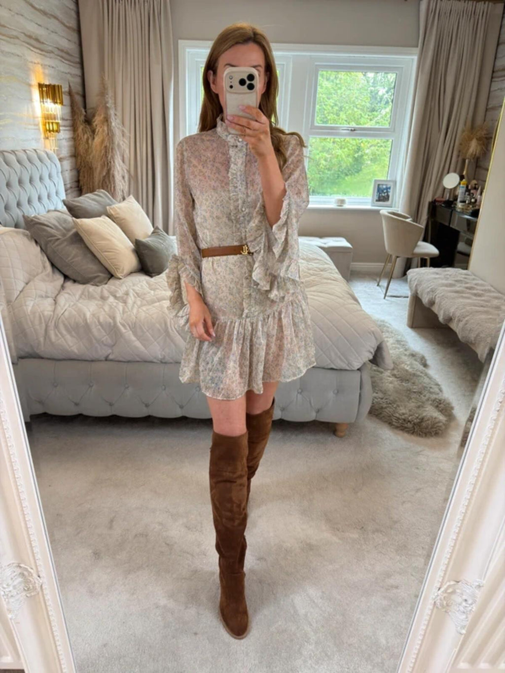 River Island Multicoloured Sheer Boho Frill Dress 10