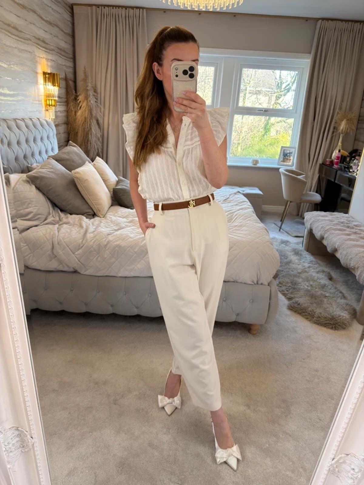 M&S Cream Boho Frill Blouse Petite 14