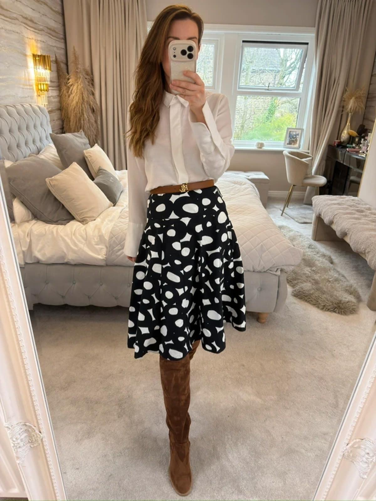 M&S Black & White Skirt 12