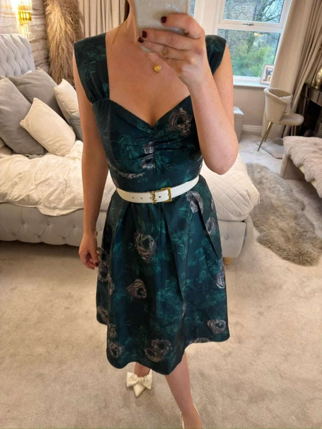 Ariella London Green Floral Midi Dress 12