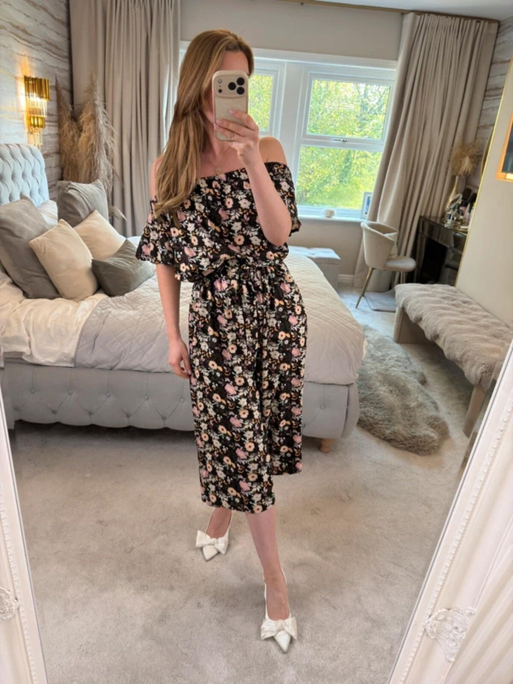 Joe Browns Black Floral Off The Shoulder Cropped Jumpsuit 12