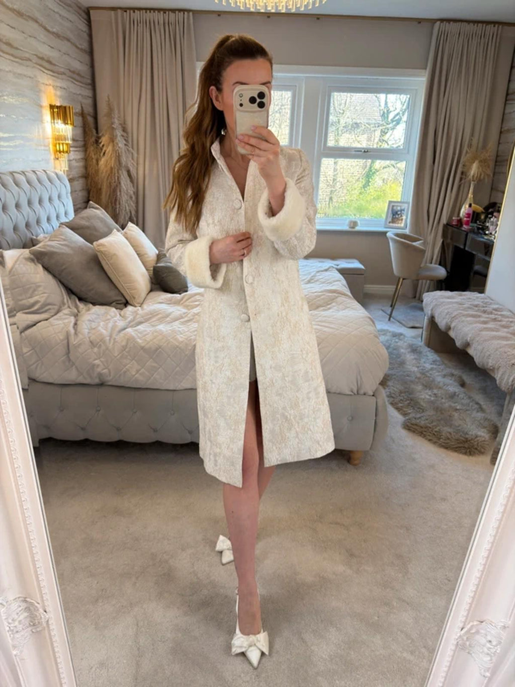 BNWT Lizabella Ivory & Gold Metallic Coat 10