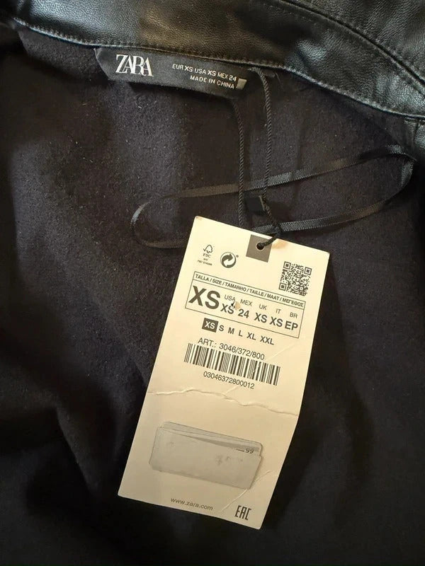 Zara BNWT Black PU Leather Mini Dress XS