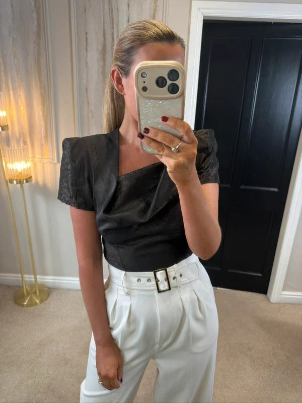 Bolongaro Trevor Brown Metallic Statement Blouse